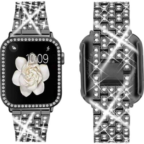 Women Bling Diamond Replacement Strap for Apple Watch Bands 38mm 40mm Bracelet iWatch Band Series 3 2 1 Watchband Free Shipping