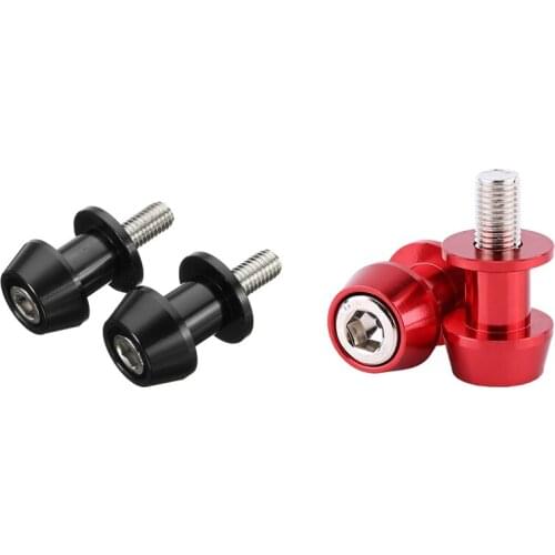 2 Pair M6 X1.5 Motorcycle Cnc Swing Arm Sliders Spools Stand Screw For Yamaha Fz01 Fz03 Fz09 Fz10-Black & Red