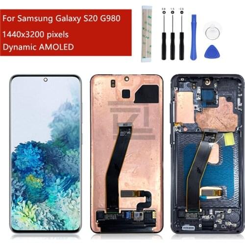 For Samsung Galaxy S20 lcd G980 touch screen digitizer assembly with frame For Samsung s20 display replacement repair parts 6.2"