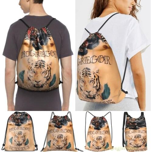 Conor Mcgregor Tattoos Chest And Stomach Men Outdoor Travel Gym Bag Waterproof Drawstring Backpack Women Fitness Sackpack Bag