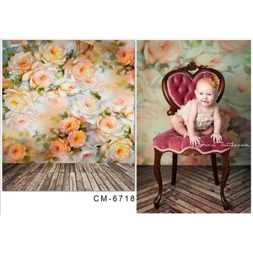 TR vinyl photo backdrop rose flowers wood floor newborn baby photography background baby birthday photo booth props fotografia