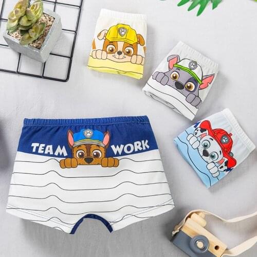 4Pcs/Set Genuine Paw Patrol Childs Printed Underpants Chase Rocky Marshall Underwear Boys Birthday Gifts For Children