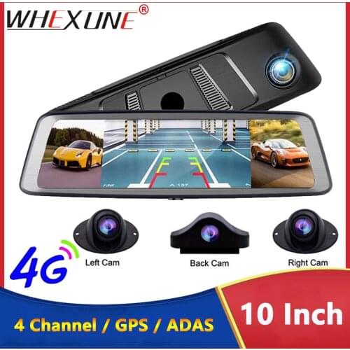 WHEXUNE 4 Channel 4G Dash Camera 2GB RAM 32GB ROM FHD 1080P ADAS Android 5.1 Car DVR Video Recorder WIFI Rearview Mirror Camera