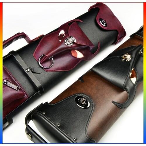 High Quality YUDU Bull Head Billiard Pool Cue Case High Capacity Portable 6 Holes PU Pool Cue Case 1/2 Kit Billiards Accessories