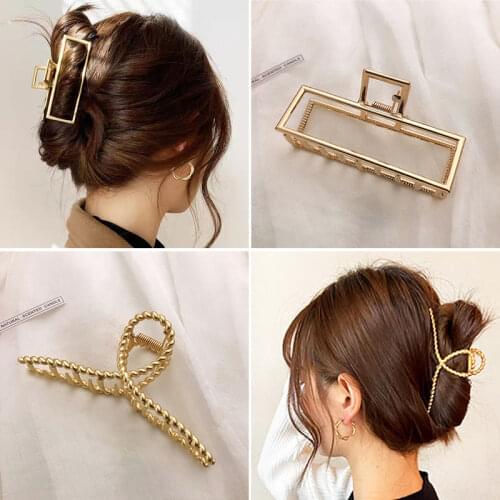 New Metal Hair Claw Simple Style Hair Clips Geometric Barrettes Headband Hairpins Ladies Hairgrip Headwear Girls Ornaments Crab
