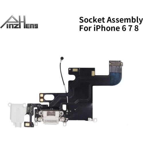 PINZHENG Charging Flex Cable For iPhone 6 6S 7 8 Plus USB Charger Port Dock With Mic Flex Cable Connector Socket Assembly