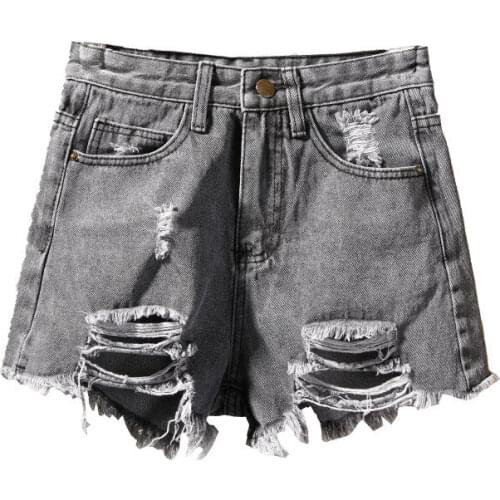 Womens Casual Jean Shorts Summer New Style Streetwear Slim Chic Ladies High Waist Wide Leg Ripped Hot Shorts Loose Plus Size