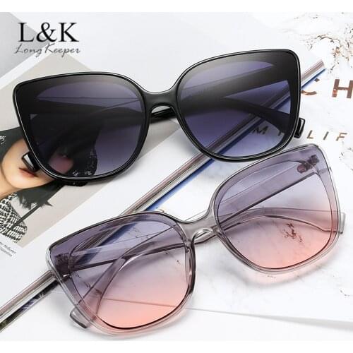 LongKeeper Luxury Cat Eye Sunglasses Women Vintage Retro Oversized Gradient Sun Glasses Shades For Ladies Eyewear UV400 Oculos
