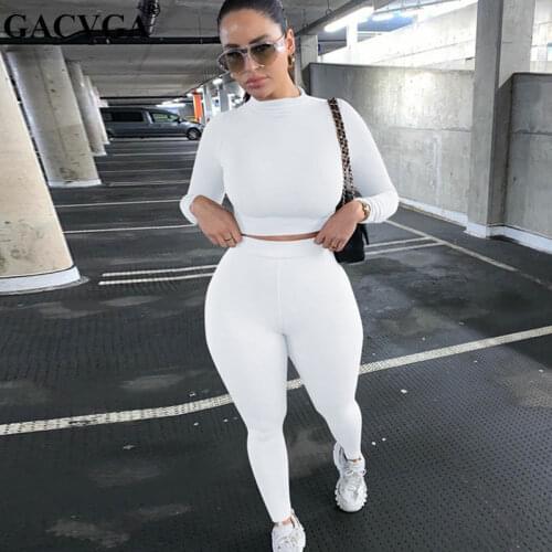 GACVGA Two Piece Set Autumn Winter Women Outfits Activewear Ladies Tracksuit Long Sleeve Fitness 2 Piece Matching Sets