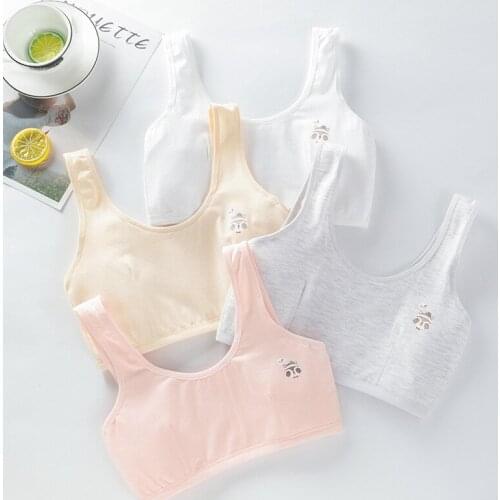 Combed Cotton Students Vest Adolescent Tops Young Girls Training Kids Bra Student Teen Girls Underwear Bras for 8-18 Years old