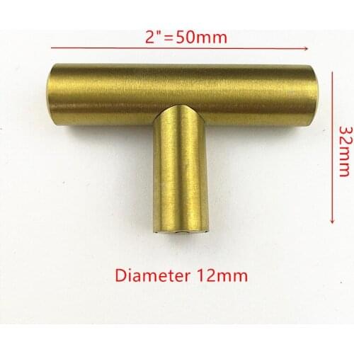Diameter 12mm Gold handle Stainless Steel Kitchen Cabinet Door Handle Drawer Pulls Cupboard Knobs 2"