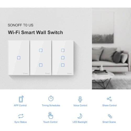1/2/3 Gang Smart WiFi Wall Light Switch Compatible with Alexa APP/Touch Control Timer US Standard Panel Smart Switch