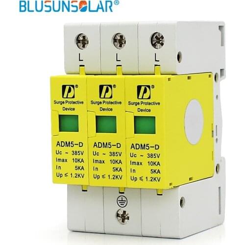 10 pieces / lot Household Standard Din Rail 35mm 3P 5KA 10KA 385V AC Low-voltage Anti-lightning SPD Surge Protection Device