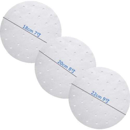 100pcs 7/8/9 Inch Air Fryer Liners Perforated Non-stick Mat Steaming Baking Cooking White Pot Oil Paper Accessories