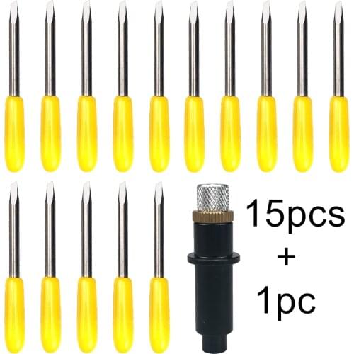 15pcs 30 Degree High Quality Mimaki Plotter Cutter Knife Blades Cutting Wearproof and Mimaki Blade Holder Round