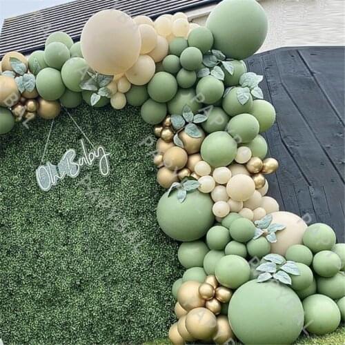 153Pcs Avocado Green Balloon Chain DIY Gold Chrome Latex Balloon Arch Garland Kit Wedding Birthday Party Baby Shower Decor