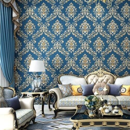 Beibehang Thick 3D embossed embossed non - woven wallpaper European - style Damascus living room bedroom papel de parede