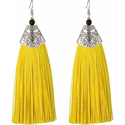 FNIO Bohemian Tassel Pendant Earrings Womens Brincos Statement Cotton Earrings Handmade Jewelry Fashion Womens Gifts