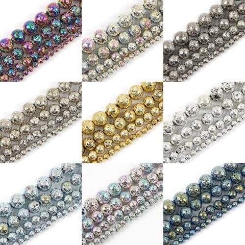 4 6 8 10mm Natural Stone Beads Volcanic Lava Hematite Beads Round Loose Spacer Beads For Jewelry Making Diy Necklace Bracelet