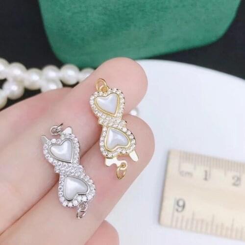 Nice Quality S925 Sterling Silver Heart Shape Pendant Necklace Bracelet Clasp Hook NO PEARLS 5pcs/lot