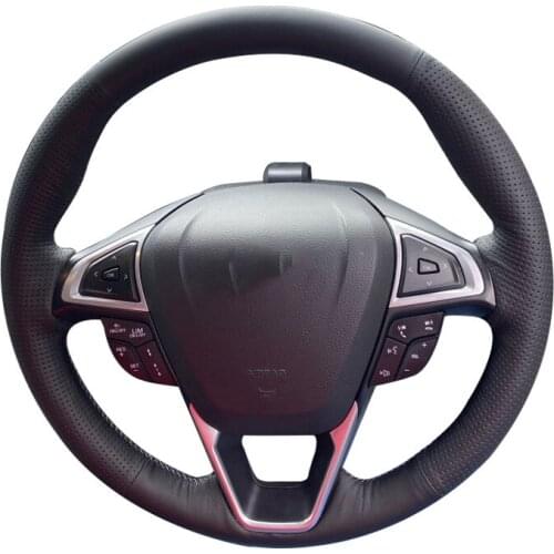 Car Steering Wheel Cover For Ford Edge 4dr SUV 2015-2017 Ford Fusion 2013-2018 DIY Steering Wrap Microfiber Leather Hand Sewing