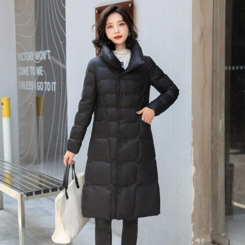 Glossy, wash-free, 2021 winter new cotton-padded jacket, Western fashion, all-match slim slimming, stand-up collar padded jacket