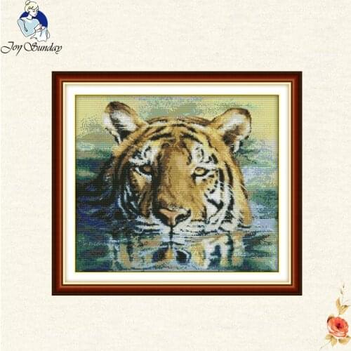 Joy Sunday King of the Monster A tiger in water counted Cross Stitch For Embroidery animal needlework embroidery DIY handmade