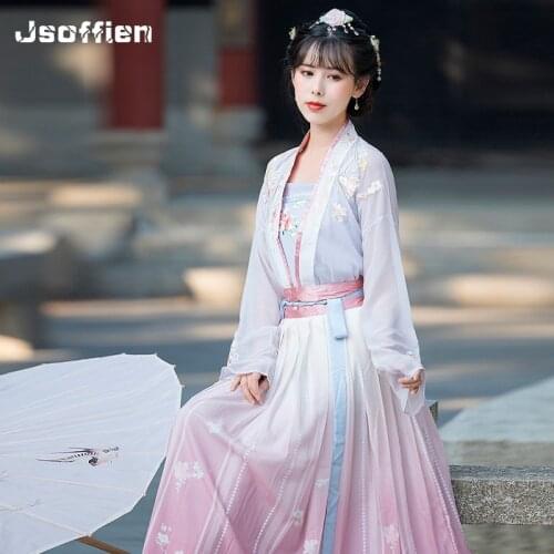 Chinese Traditional Hanfu Costume Woman Elegance Tang Dynasty Princess Dress Ancient Folk Tang Suit Fairy Performance Clothing