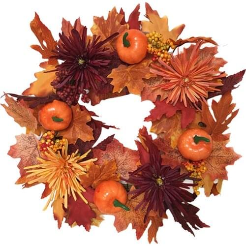 Creative Halloween Decoration Garland Simulation Maple Leaf Pumpkin Berry Chrysanthemum Wreath Home Ornaments Door Yard Shops
