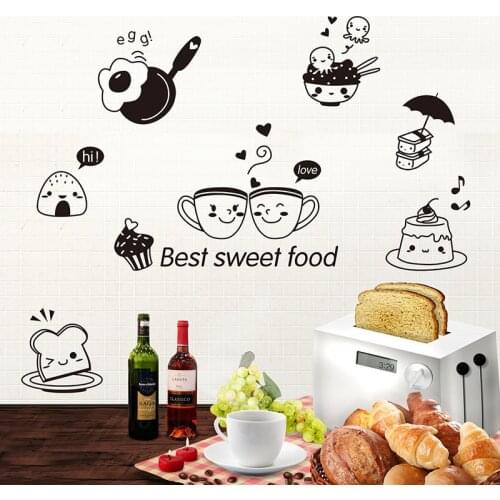 Kitchen Wall Stickers Coffee Sweet Food DIY Wall Art Decal Decoration Oven Dining Hall Wallpapers PVC Wall Decals/Adhesive