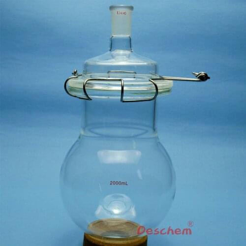 2000ml,24/40,Lab Glass Reactor,Single Neck,2L Reaction Flask,With Lid And Clamp