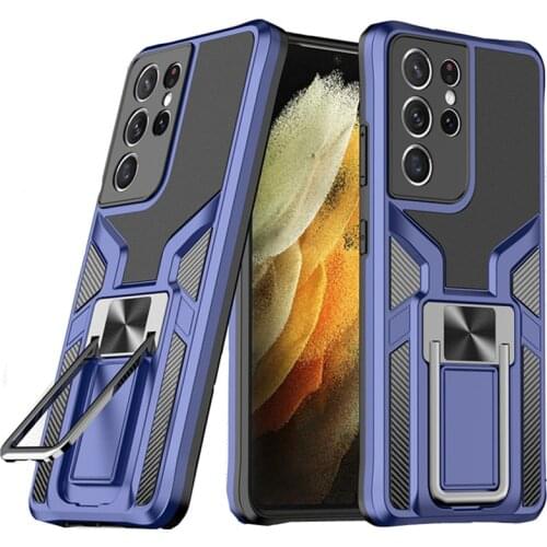 TPU+PC Metal Kickstand Shockproof Case For Samsung Galaxy S21 Ultra S20 Plus Note20 A72 A52 A32 Magnetic Ring Holder Phone Cover