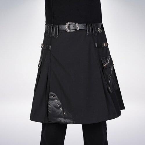 Mens Kilt Traditional Plaid Belt Pleated Bilateral Chain Brown Gothic Punk Scottish Tartan Trousers Skirts European Clothing