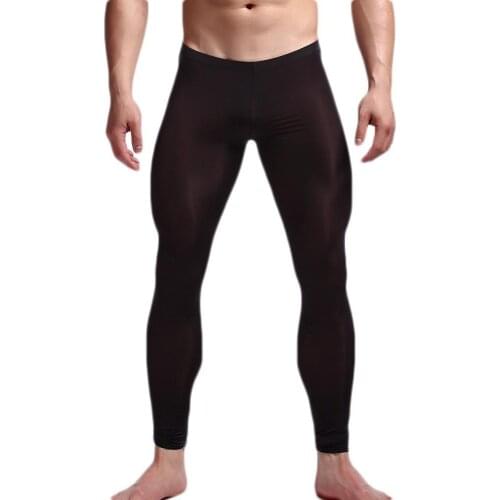Men Breathable Leggings Thin Stretch Pants SolidColor Elastic Slim-Fit Fitness Leggings Cropped Pants Trousers Elastic Sweatpant