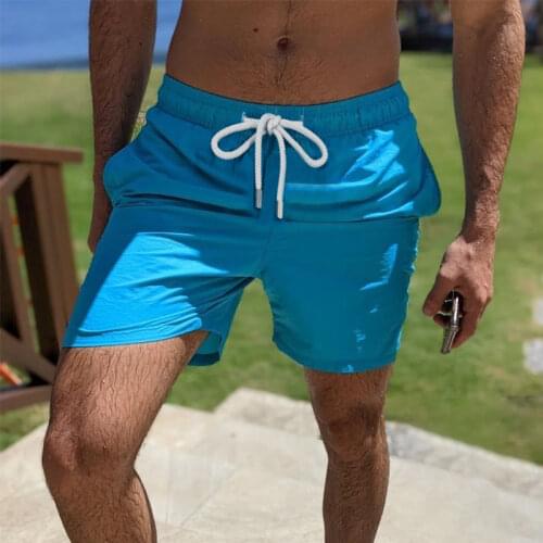 SURFCUZ Mens Swimming Shorts Quick Dry Solid Beach Board Shorts with Pockets and Mesh Lining Mens Surfing Shorts Swim Trunks
