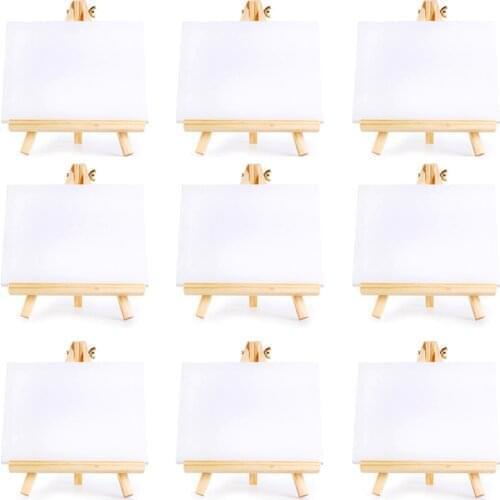 10 Set Artists Mini Canvas Set Painting Craft DIY Drawing Small Table Easel Gift
