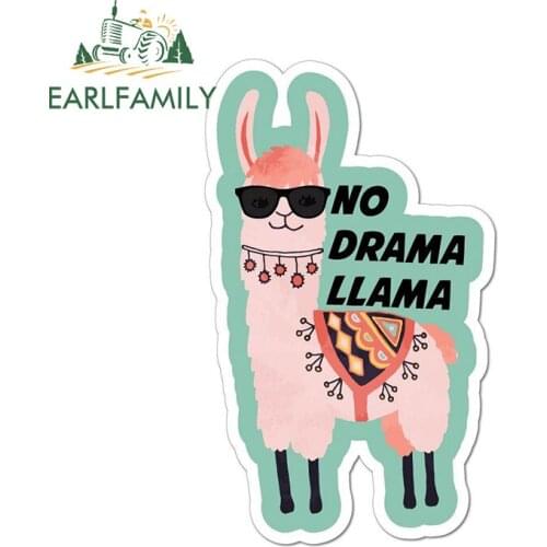 EARLFAMILY 13cm x 7.9cm for No Drama Llama Car Stickers Cartoon Decals Occlusion Scratch Motorcycle Laptop Decor Car Label