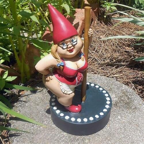 Outdoor Garden Pole Dancing Gnome Resin Gnomes Statue Decoration Sculpture Figurines Decorativas Home Decor Adornos Para Casa