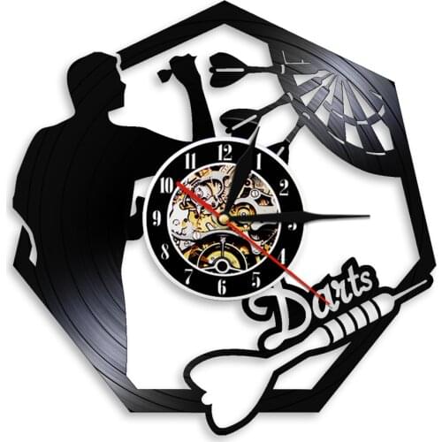 Darts Wall Decor Modern Design Wall Clock Dart Board Vinyl Record Wall Clock Personality Decoration For Night Club Pub