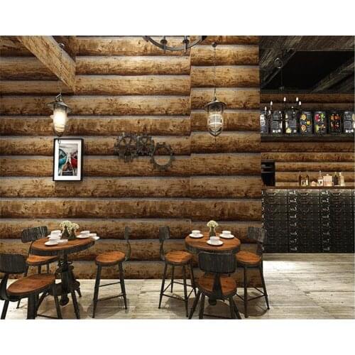 Beibehang 3d wallpaper Antique wood grain wallpaper restaurant cafe restaurant clothing store bar industrial wind wallpaper roll