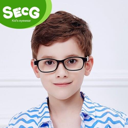 SECG Optical Children Glasses Frame TR90 Silicone Glasses Children Flexible Protective Kids Glasses Diopter Eyeglasses Rubber
