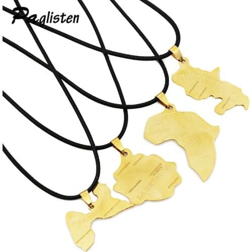 PAGlisten 8 Style Africa Map Pendant Necklace for Women/Men Gold Color Ethiopian Jewelry Wholesale African Maps Hiphop Item