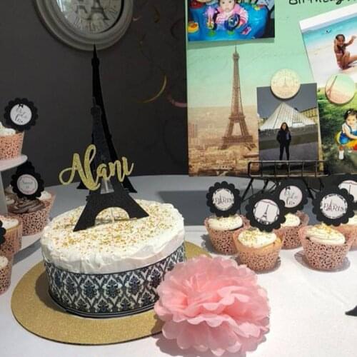 Personalize any name or word glitter Eiffel Tower cake topper, Customized name glittery birthday cake topper big centerpiece