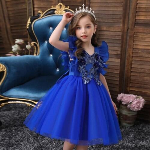 Girls Dress Elegant New Year Princess Children Party Dress Wedding Gown Kids Dresses for Girls Birthday Party Dress Mesh skirt