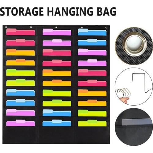Multi-Pocket Storage Hanging Bag Large Capacity Wall Mounted File Organizer Pocket Chart for Home Office TS1