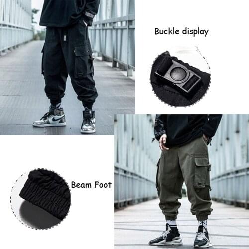 Casual fashion overalls mens hip-hop autumn loose-fitting harem pants Harajuku functional wind sports pants trousers mens pant