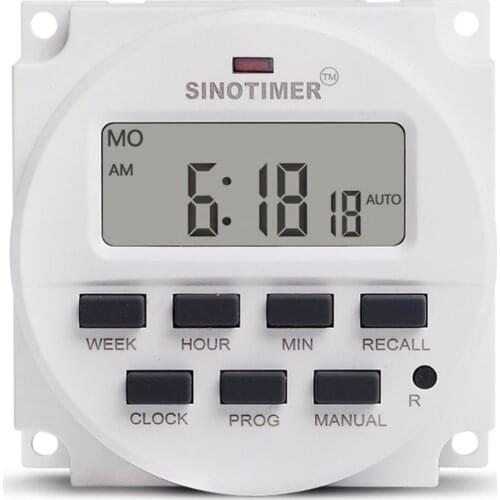 AC 220V Weekly 7 Days Programmable Digital Time Switch Relay Timer Control Din Rail Mount for Electric Appliance