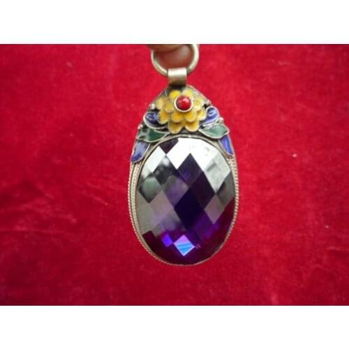Rare Qing Dynasty cloisonne&Silver sapphire Pendant ,free shipping