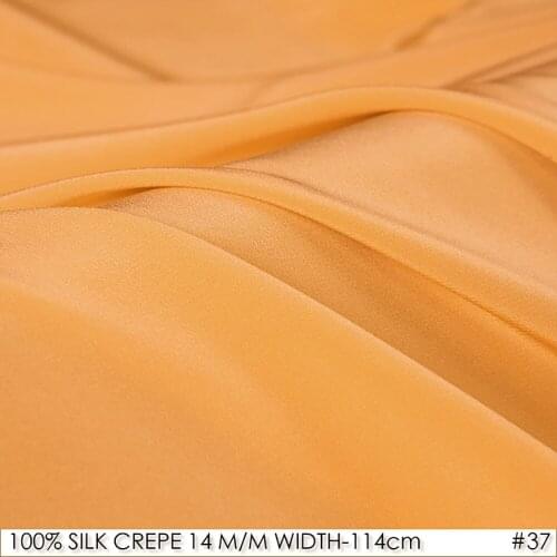 SILK CREPE DE CHINE 114cm width 14momme/100% Pure Mulberry Silk Fabric/Batik Painting and Wedding Dress Fabric Orange NO37