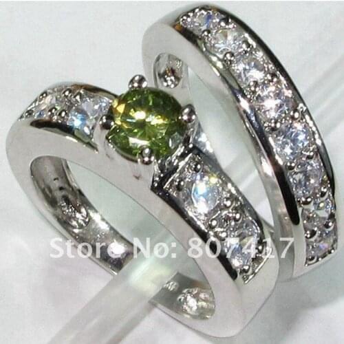 SHUNXUNZE Engagement Wedding rings Jewelry for women accessories dropshipping Green Cubic Zirconia Rhodium Plated R169 size 6 9